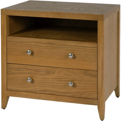 Dana 28" 2-Drawer Nightstand with Top Shelf in Natural Finish Wood