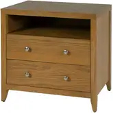 Dana 28" 2-Drawer Nightstand with Top Shelf in Natural Finish Wood