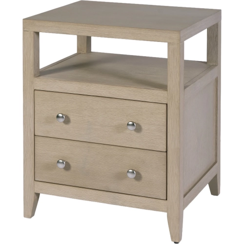 Dana 21" 2-Drawer Nightstand with Top Shelf in Antique Taupe Finish Wood