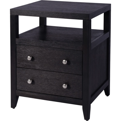 Dana 21" 2-Drawer Nightstand with Top Shelf in Antique Coffee Finish Wood