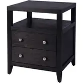 Dana 21" 2-Drawer Nightstand with Top Shelf in Antique Coffee Finish Wood