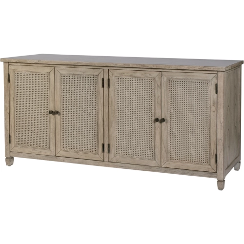 Flagstaff 70" 4-Door Sideboard in Gray Wood & Cane
