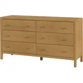 Mendel 60" 6-Drawer Dresser in Light Brown Finish Wood