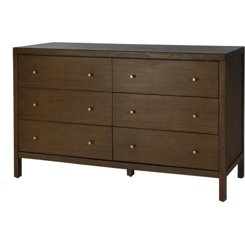 Mendel 60" 6-Drawer Dresser in Walnut Finish Wood