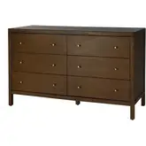 Mendel 60" 6-Drawer Dresser in Walnut Finish Wood
