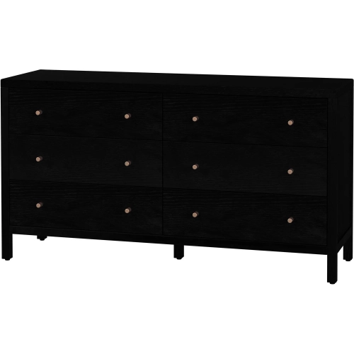Mendel 60" 6-Drawer Dresser in Black Finish Wood