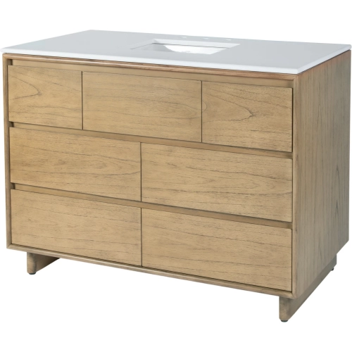 Halmstad 48" Single Sink Bathroom Vanity in White Quartz & Blonde Finish Wood