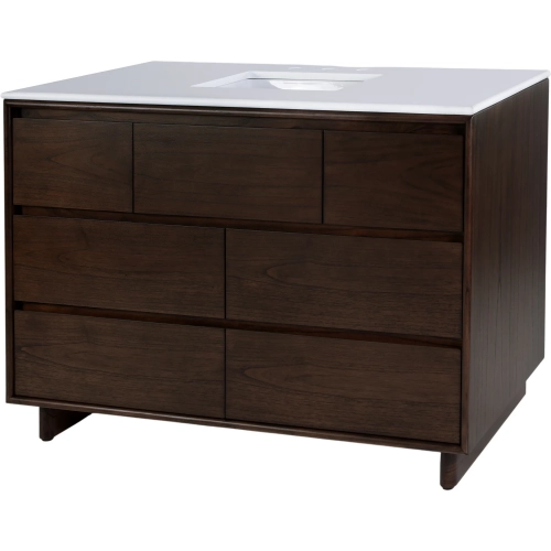 Halmstad 48" Single Sink Bathroom Vanity in White Quartz & Brown Wood