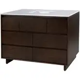 Halmstad 48" Single Sink Bathroom Vanity in White Quartz & Brown Wood