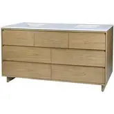 Halmstad 72" Double Sink Bathroom Vanity in White Quartz & Light Brown Wood