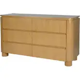 Genoa 60" 6-Drawer Dresser in Light Oak Finish Wood
