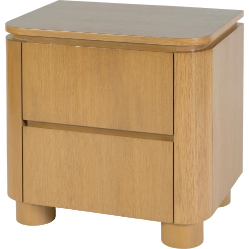 Genoa 21" 2-Drawer Nightstand in Light Oak Finish Wood
