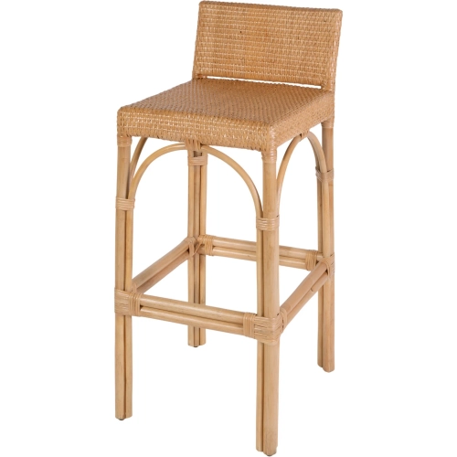 Serienna 30" Low-Back Bar Stool in Natural PE Rattan & Natural Rattan