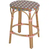 Ballito 24.5" Oval Counter Stool in Orange & Multicolor PE Rattan & Rattan
