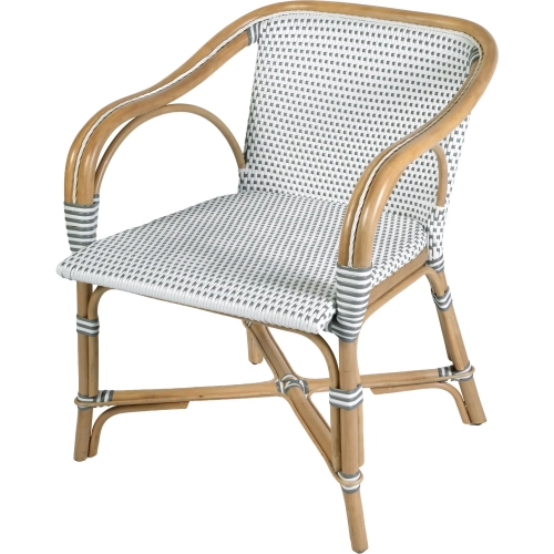 Portofino Dining Arm Chair in White & Gray PE Rattan & Natural Rattan