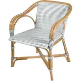 Portofino Dining Arm Chair in White & Gray PE Rattan & Natural Rattan