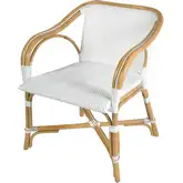 Portofino Dining Arm Chair in White PE Rattan & Natural Rattan