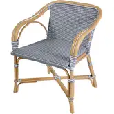 Portofino Dining Arm Chair in Gray & White PE Rattan & Natural Rattan