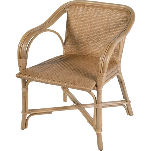 Portofino Dining Arm Chair in Natural PE Rattan & Natural Rattan