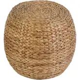 Portofino 22" Rattan Accent Stool Ottoman in Water Hyacinth & Natural