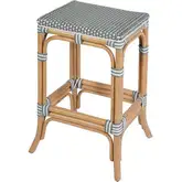 Laguna Backless Counter Stool in Gray & White Poly & Natural Rattan