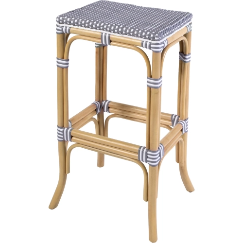 Laguna 30.5" Backless Bar Stool in Gray & White Poly & Natural Rattan