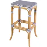 Laguna 30.5" Backless Bar Stool in Gray & White Poly & Natural Rattan
