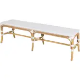 Laguna 66.5" Backless Bench in Smooth White Poly & Natural Rattan