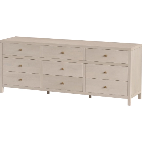 Nora 84" 9-Drawer Dresser in Antique Taupe Finish Wood