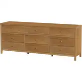Nora 84" 9-Drawer Dresser in Natural Finish Wood
