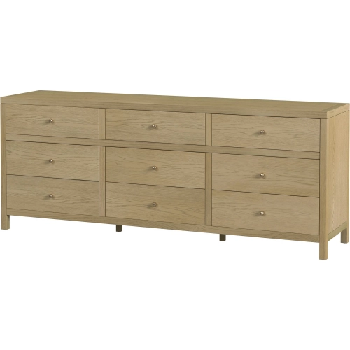 Nora 84" 9-Drawer Dresser in Light Oak Brown Finish Wood