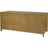 Nora 84" 9-Drawer Dresser in Natural Oak Finish Wood