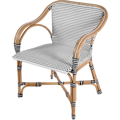 Cliff Outdoor Accent Arm Chair in Black, White & Natural Poly Rattan