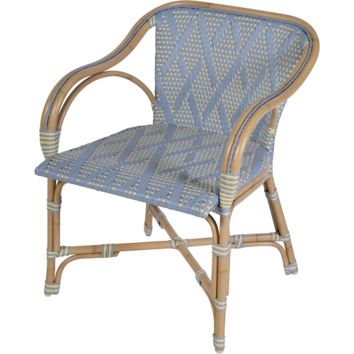 Cliff Outdoor Accent Arm Chair in Blue, Yellow & Natural Poly Rattan