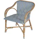Cliff Outdoor Accent Arm Chair in Blue, Yellow & Natural Poly Rattan