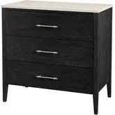 Averly 3-Drawer Chest in Beige & White Marble & Washed Black Wood