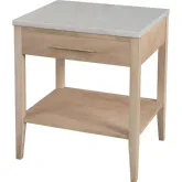 Averly 22" 1 Drawer Nightstand in Light Wood & Beige & White Marble