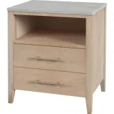 Averly 22" 2 Drawer Nightstand in Light Wood & Beige & White Marble