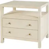 Nora 28" 2-Drawer Nightstand with Top Shelf in Beige Raffia