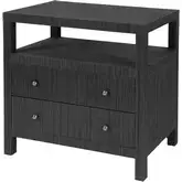 Nora 28" 2-Drawer Nightstand with Top Shelf in Charcoal Gray Raffia
