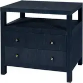 Nora 28" 2-Drawer Nightstand with Top Open Shelf in Blue Raffia