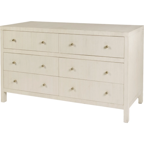 Nora 60" 6-Drawer Dresser in Beige Raffia
