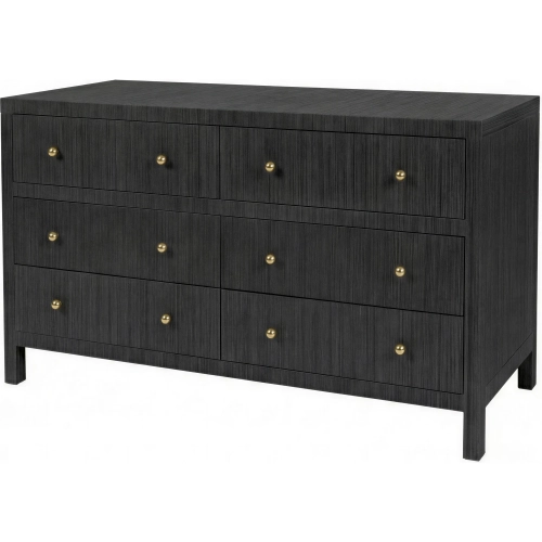 Nora 60" 6-Drawer Dresser in Charcoal Gray Raffia