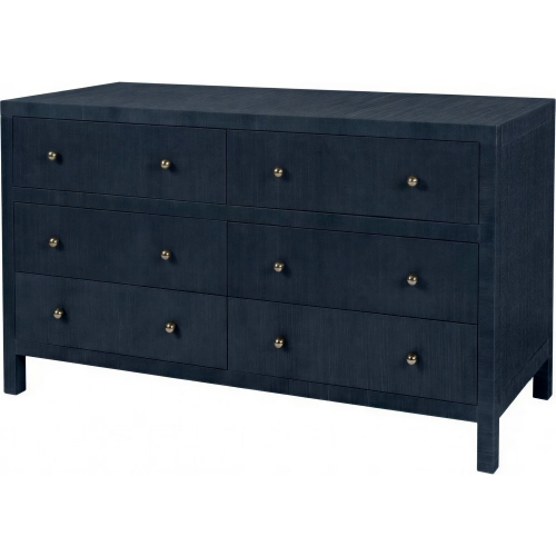 Nora 60" 6-Drawer Dresser in Blueberry Blue Raffia