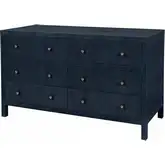 Nora 60" 6-Drawer Dresser in Blueberry Blue Raffia