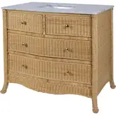 McLean 42" 2-Drawer Single Bathroom Vanity in Marble & Natural Rattan