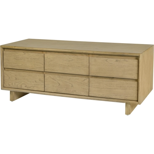 Halmstad 60" 6-Drawer TV Stand in Light Oak Brown Finish Wood