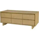 Halmstad 60" 6-Drawer TV Stand in Light Oak Brown Finish Wood