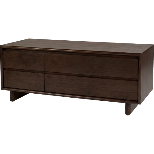 Halmstad 60" 6-Drawer TV Stand in Brown Finish Wood