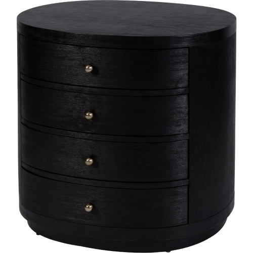 Nora 28" Oval 4-Drawer Nightstand in Antique Coffee Finish Wood